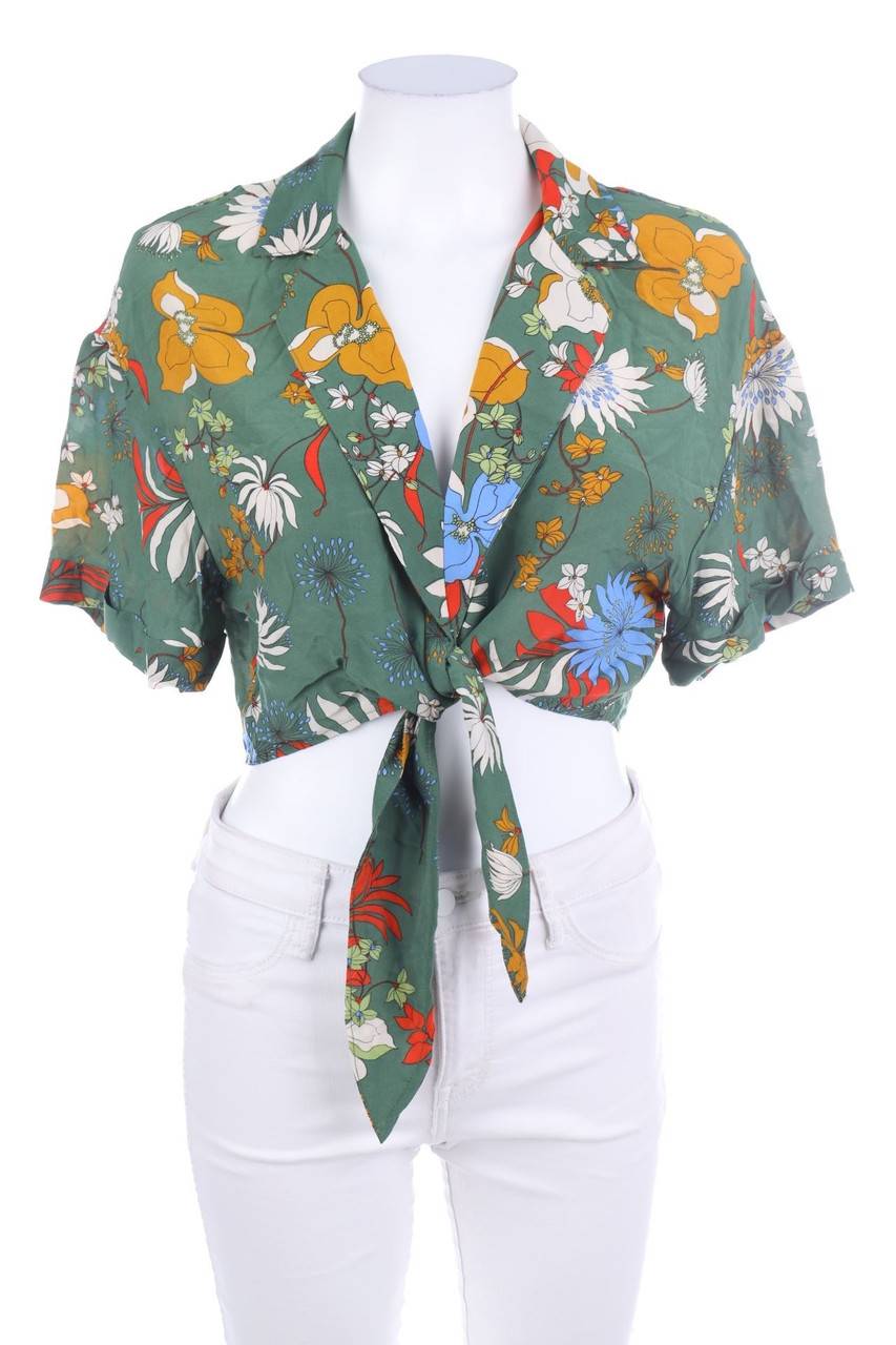 Carou KOTON Kurzarm-Bluse zum Knoten