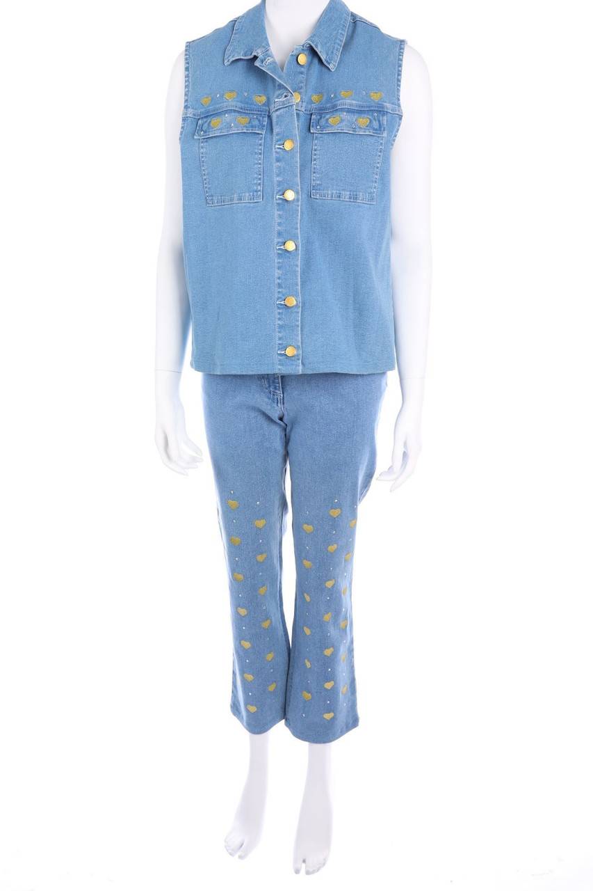Carou LAURA KENT Denim-Hosenanzug mit Stickereien