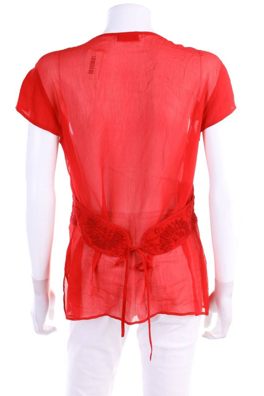 Carou Laurèl Chiffon-Seiden-Bluse Mit Perlen