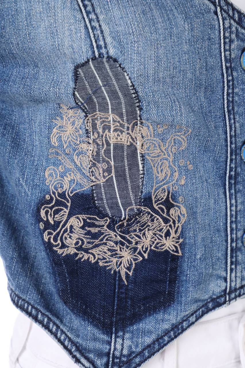 Carou Lois Denim-Weste Mit Stickereien