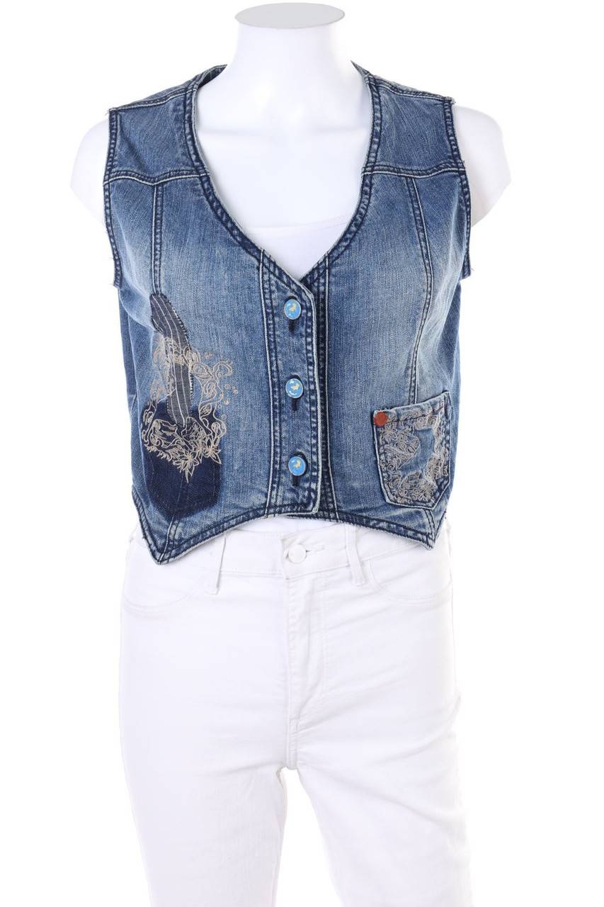 Carou Lois Denim-Weste Mit Stickereien