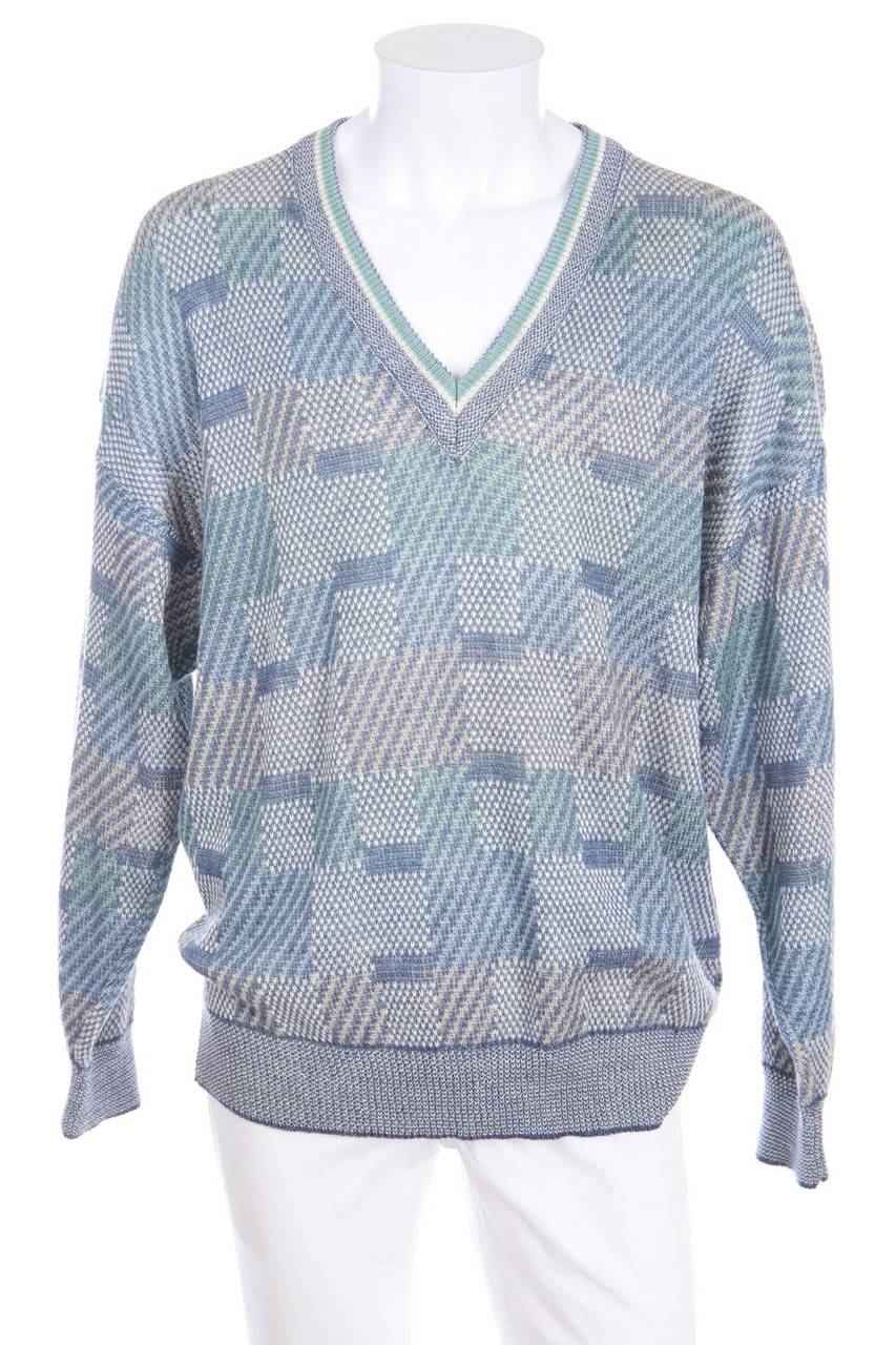 Carou MÄRZ Vintage-V-Neck-Pullover aus Leinen-Mix