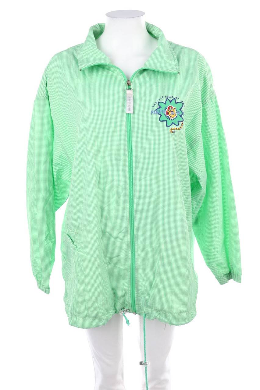 Carou mäser Karo-Regen-Jacke mit Logo-Stickerei