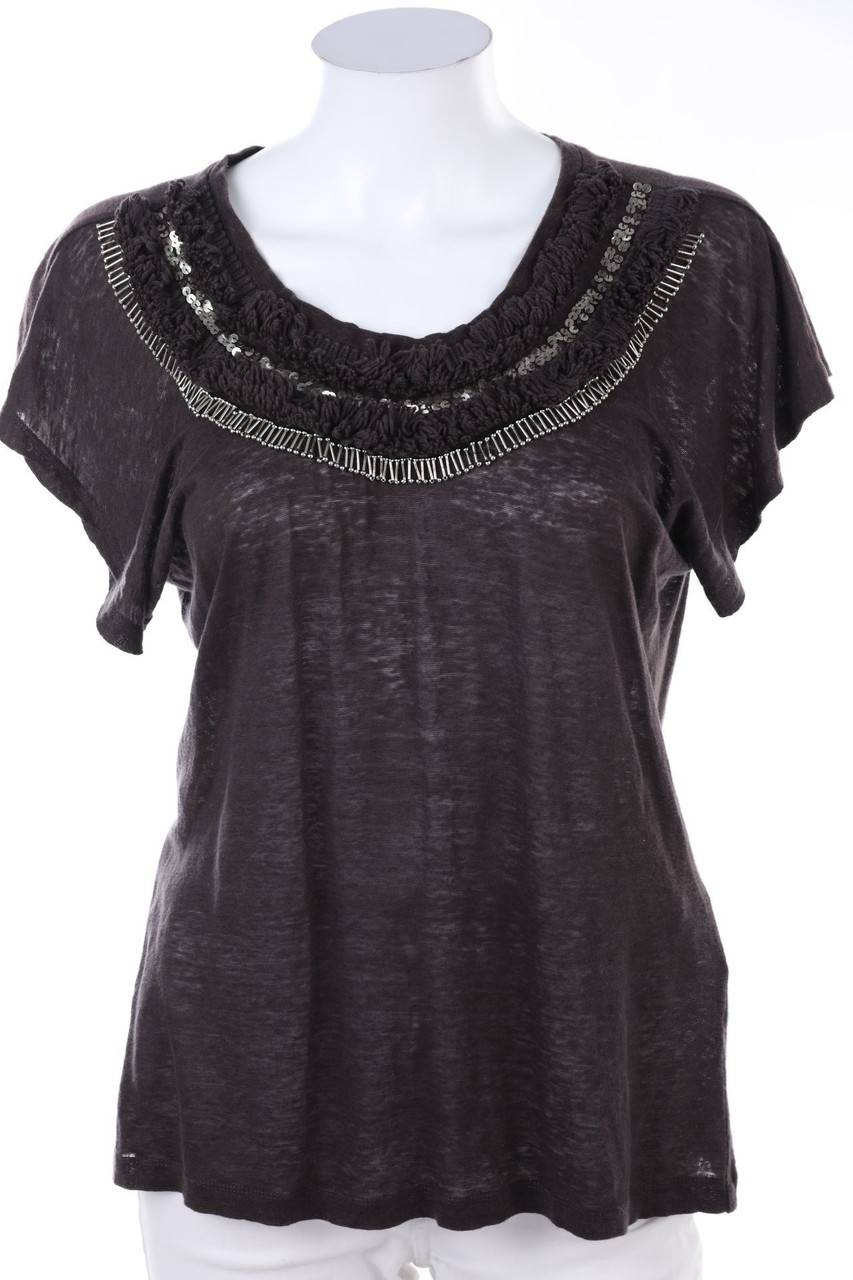 Carou Max Mara WEEKEND Kurzarm-Shirt mit Perlen
