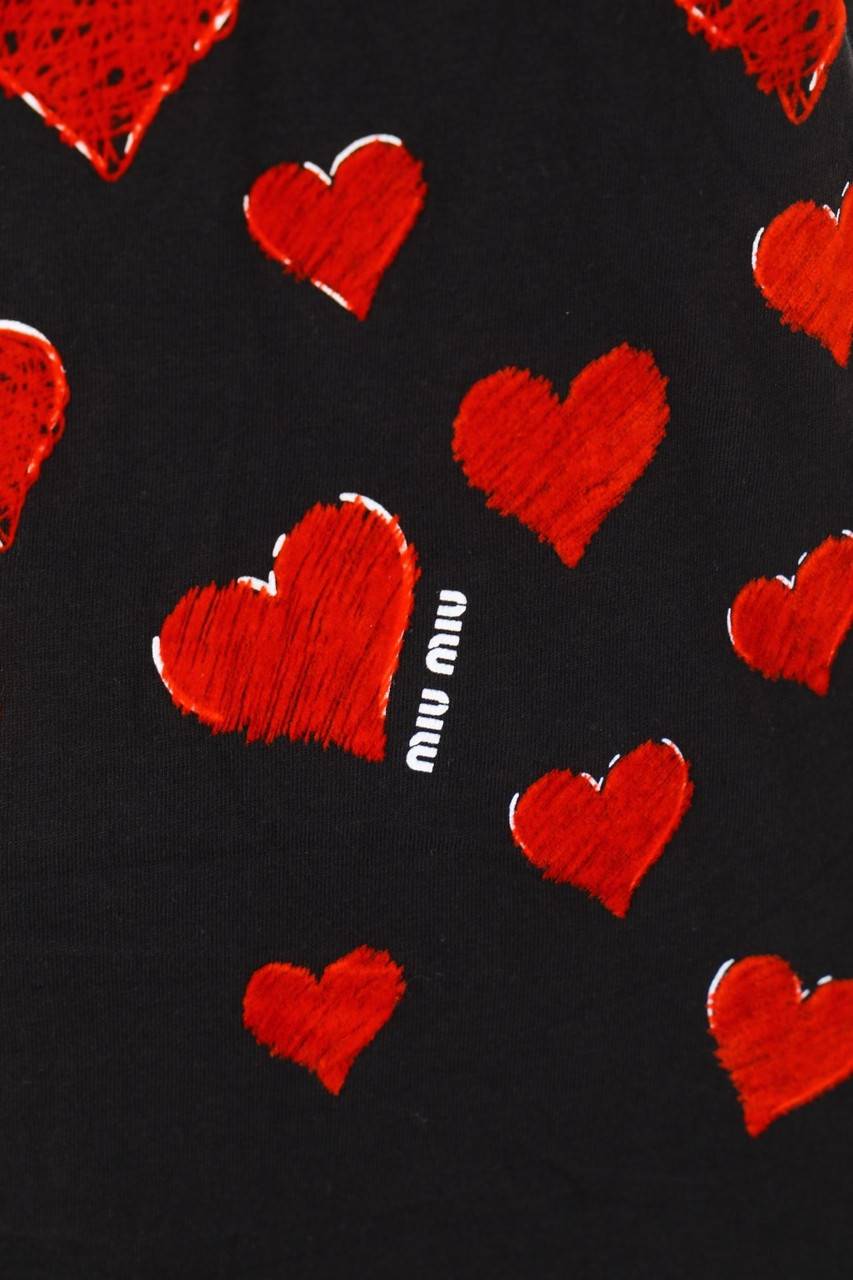 Carou Miu Miu Kurzarm-Shirt Mit Flock-Print