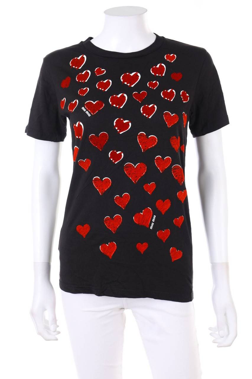 Carou miu miu Kurzarm-Shirt mit Flock-Print