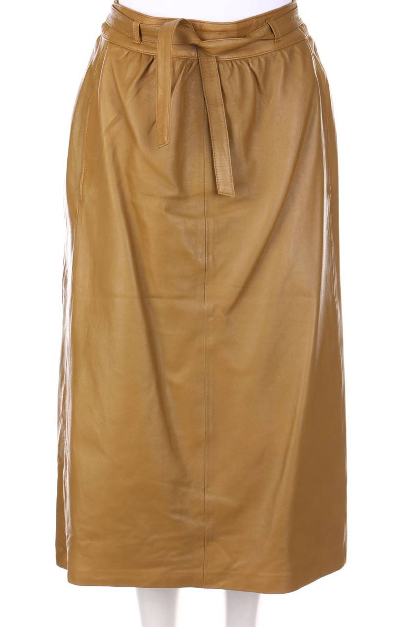 Carou Modissa Vintage-Midi-Lederrock mit Gürtel