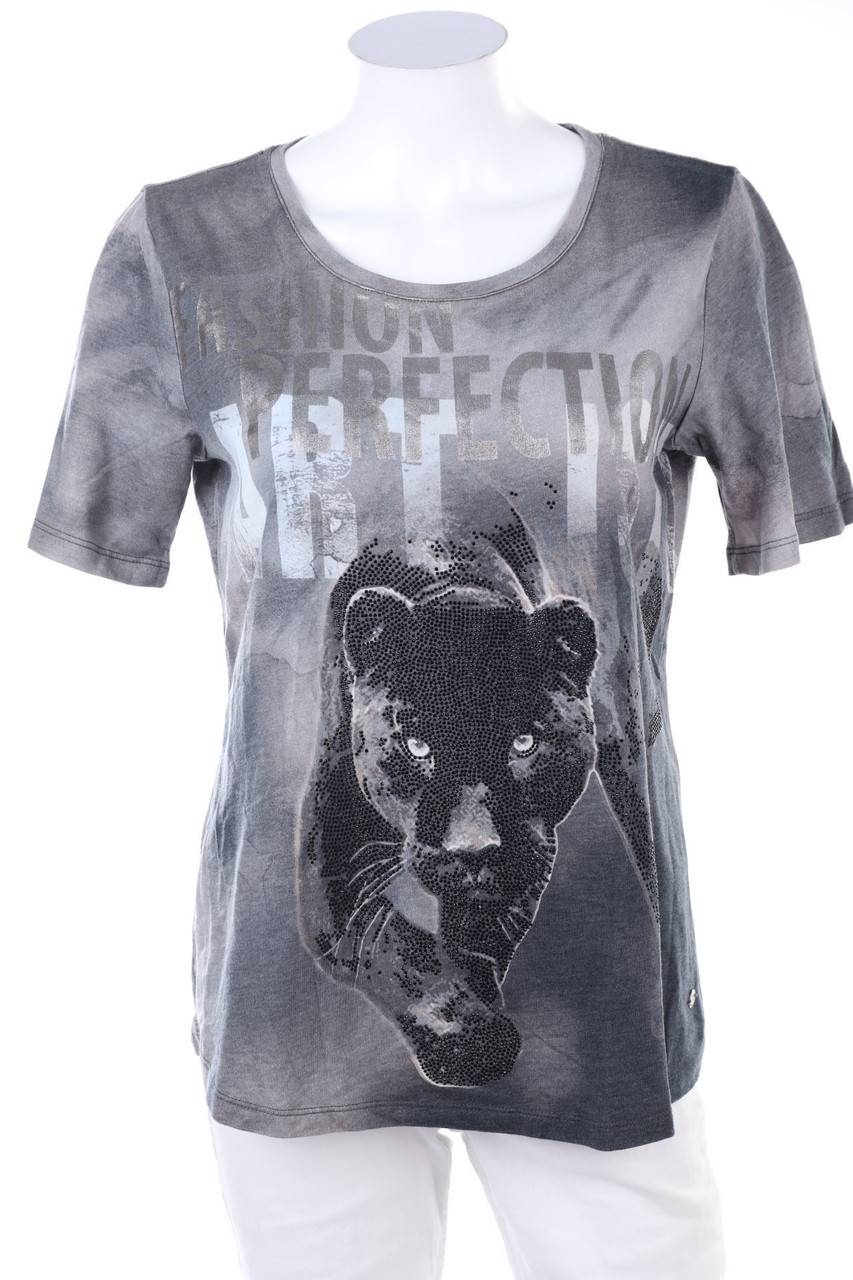 Carou monari Kurzarm-Shirt mit Strass-Steinen