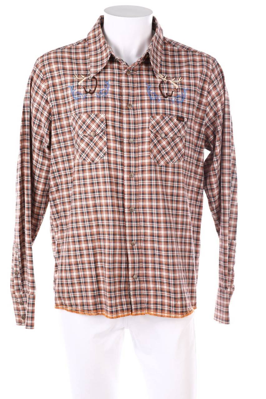 Carou Nudie Jeans kariertes Hemd mit Stickereien