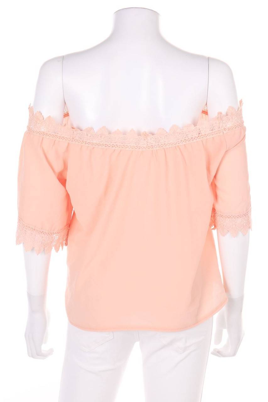 Carou Ohne Label Carmen-Bluse Aus Crêpe Mit Spitze