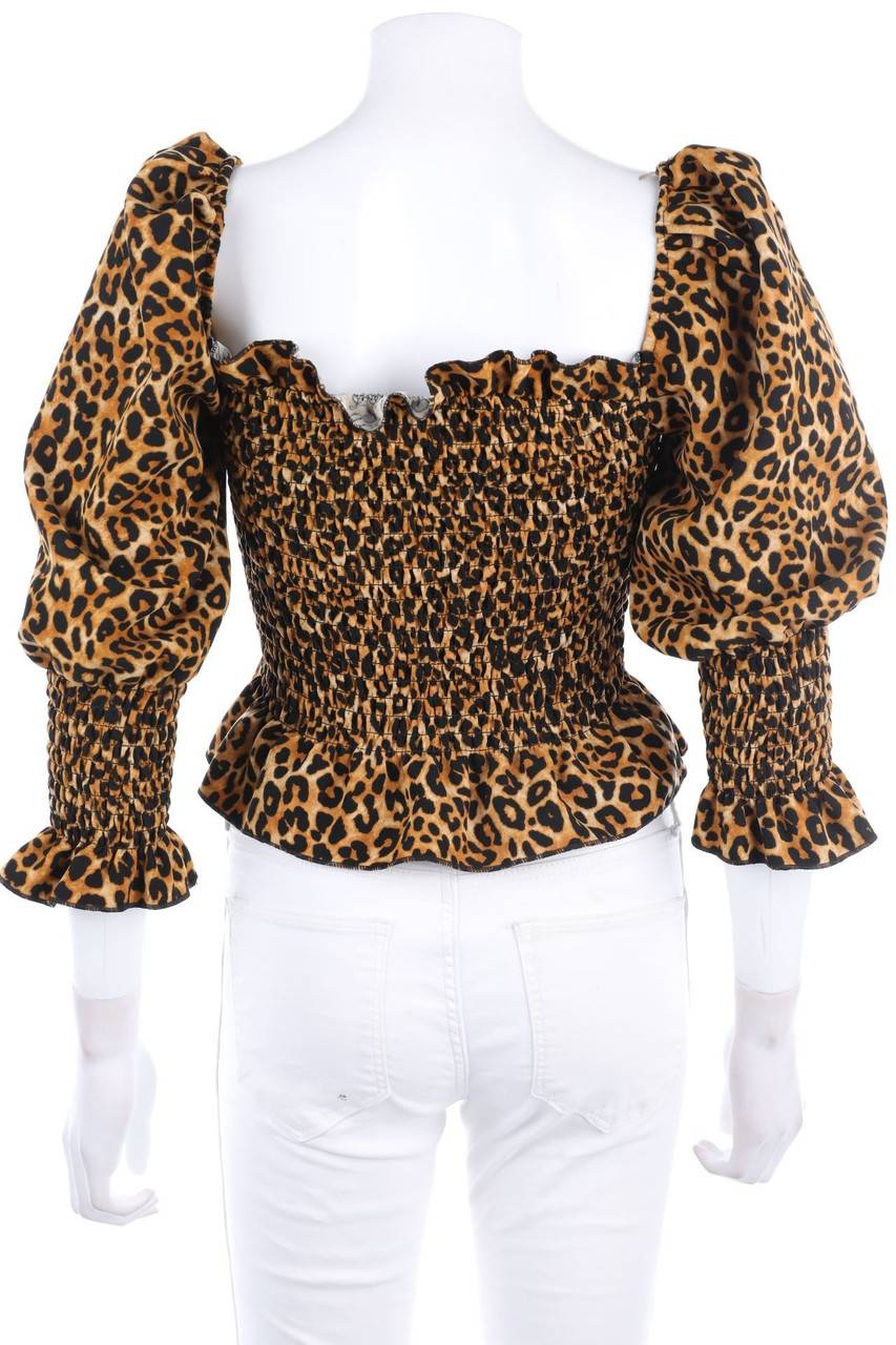 Carou Ohne Label Carmen-Bluse Mit Leo-Print