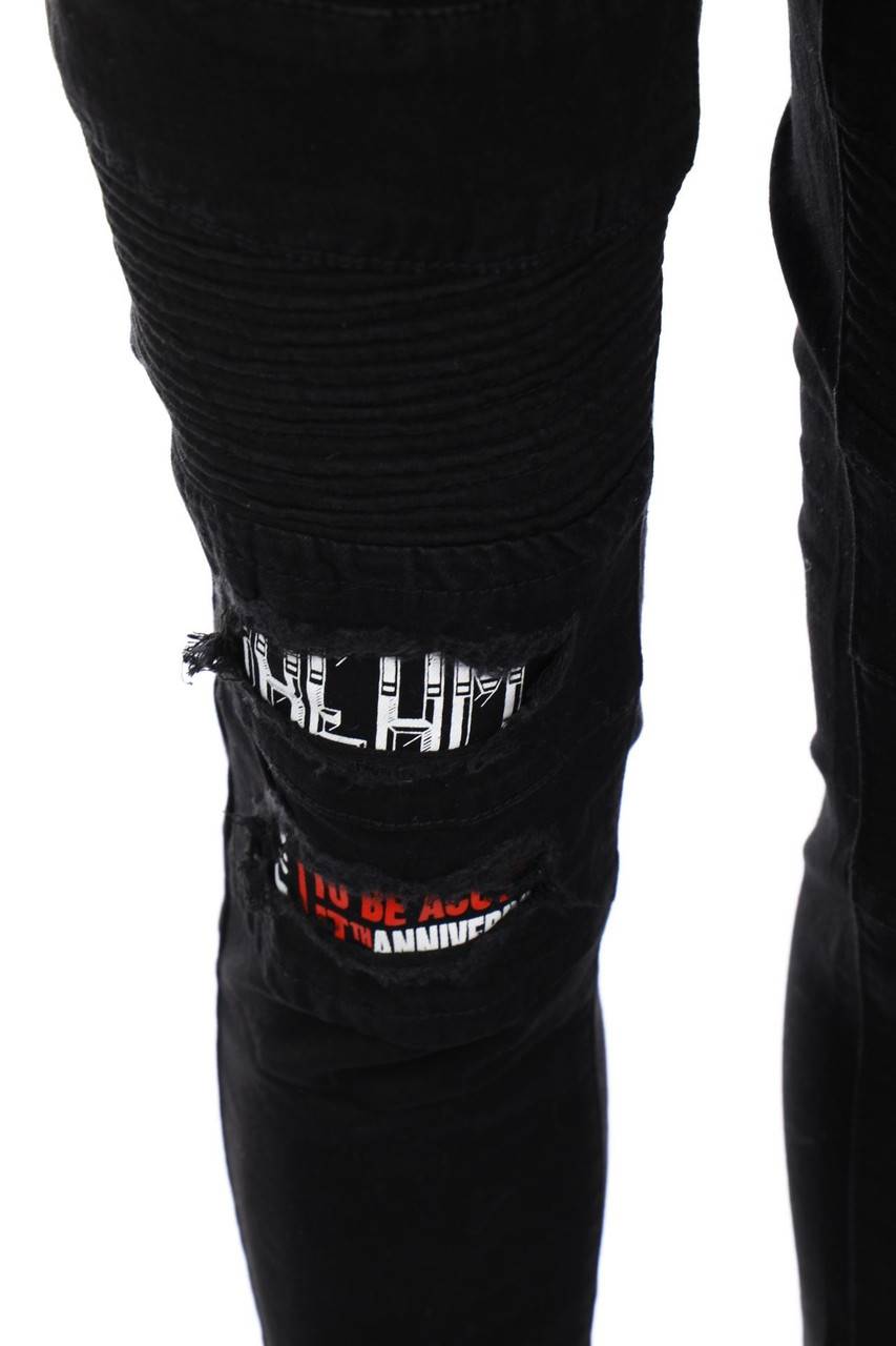 Carou Ohne Label Destroyed Skinny-Jeans Mit Print