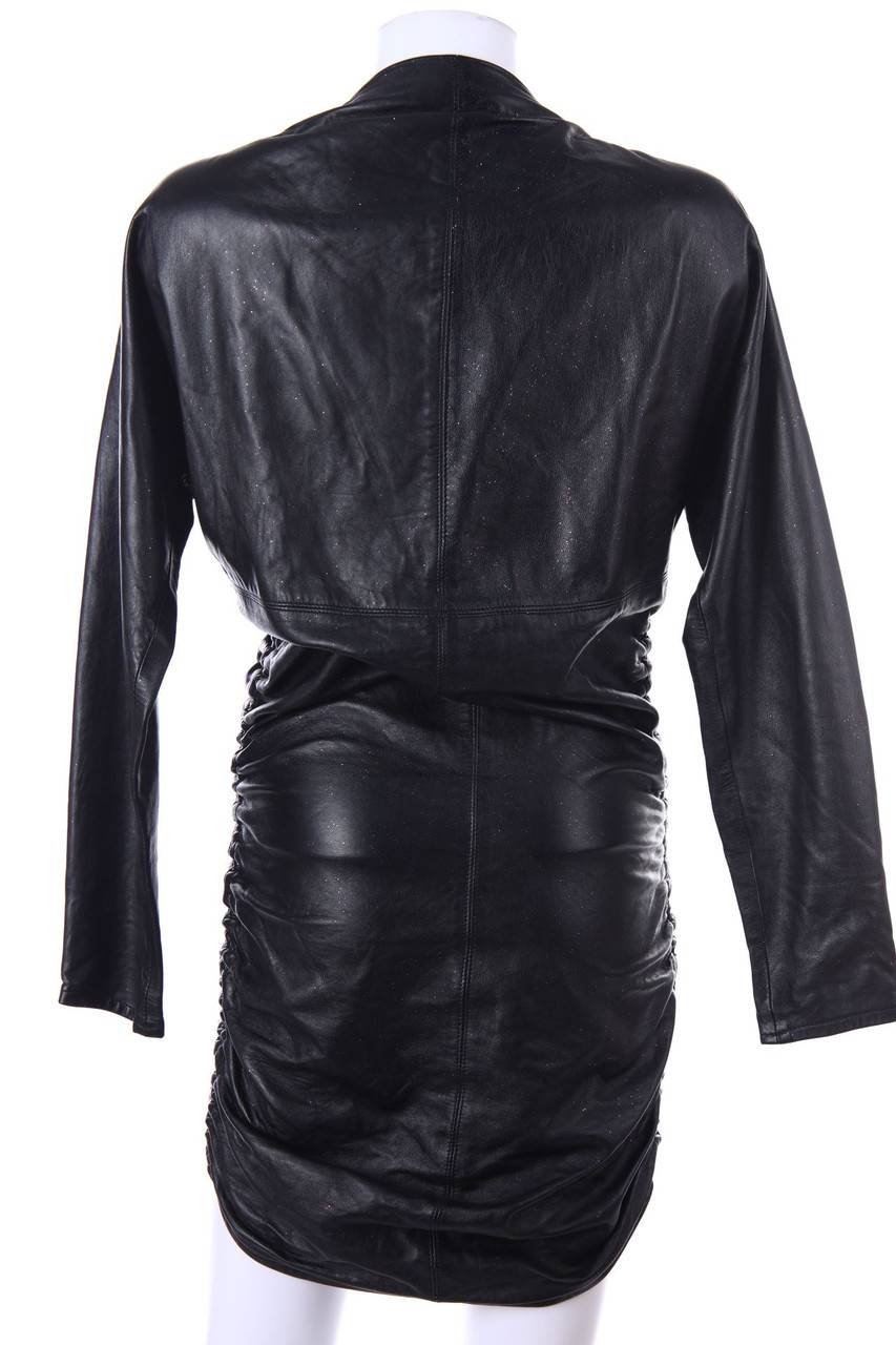 Carou Ohne Label Glitzer-Lederkleid Mit Raffungen