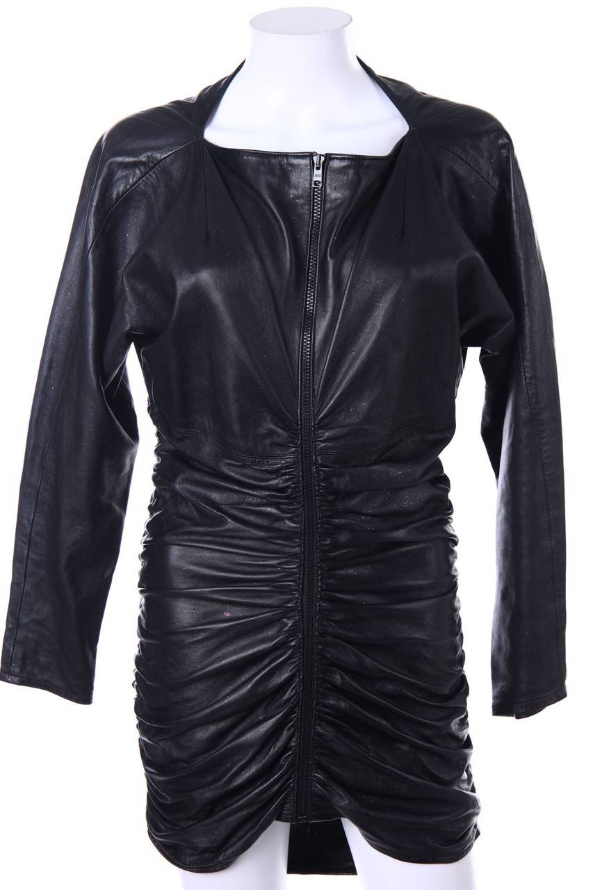 Carou Ohne Label Glitzer-Lederkleid mit Raffungen