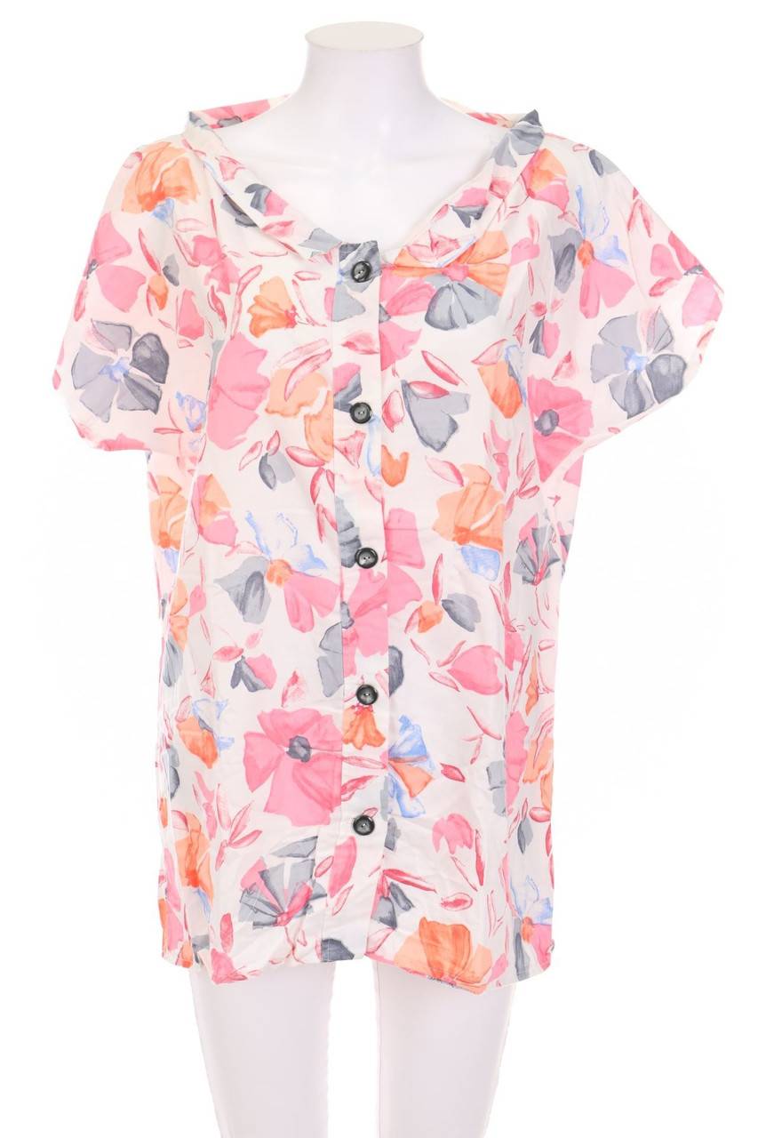 Carou Ohne Label Kurzarm-Bluse Mit Floralem Muster