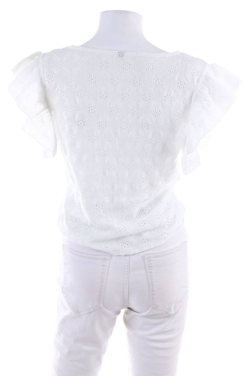 Carou Ohne Label Kurzarm-Bluse Mit Lochspitze