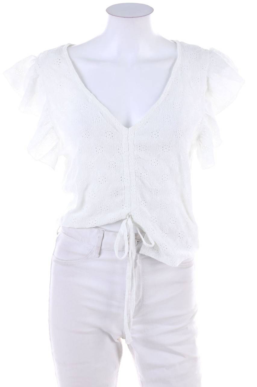 Carou Ohne Label Kurzarm-Bluse mit Lochspitze