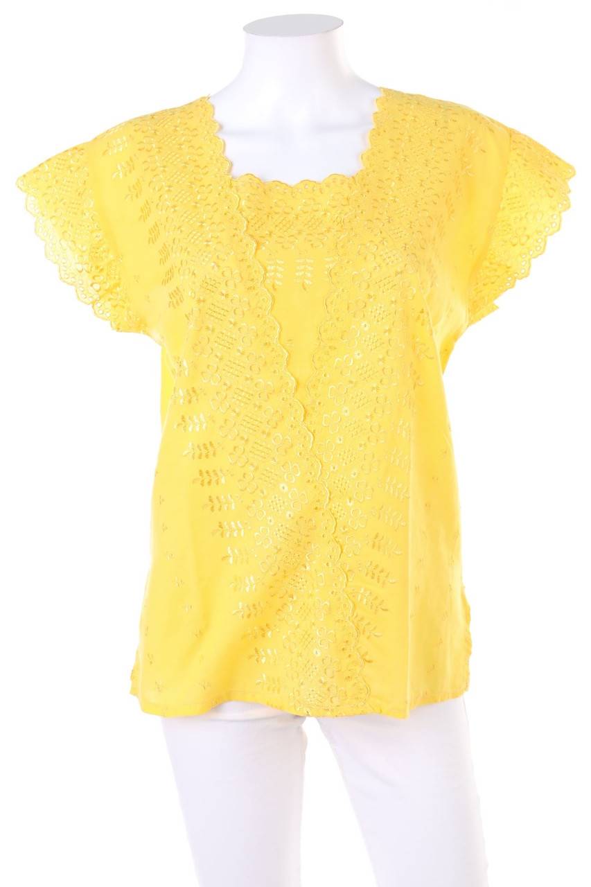 Carou Ohne Label Kurzarm-Bluse mit Stickereien
