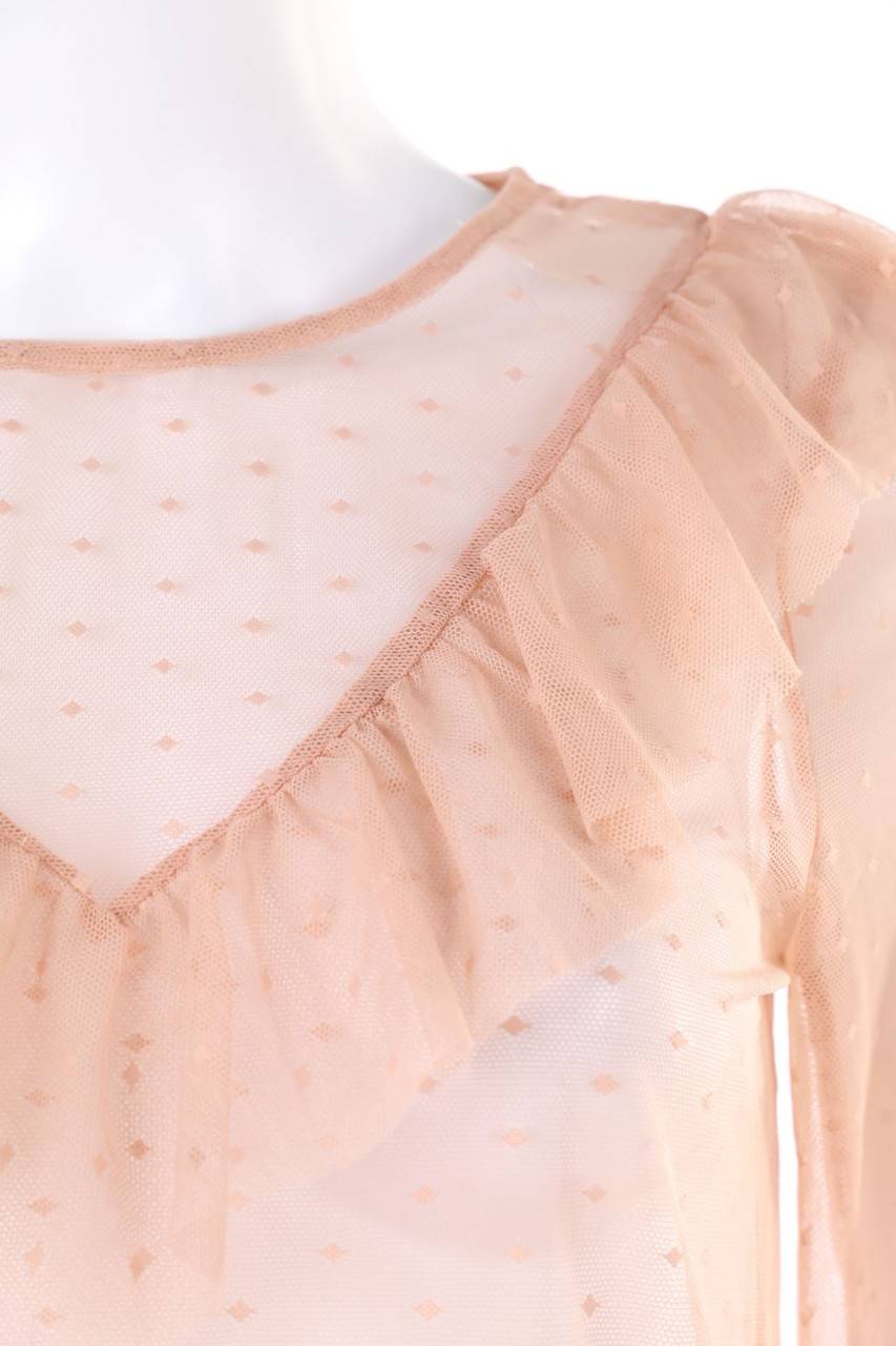 Carou Ohne Label Mesh-Longsleeve-Shirt Mit Volants