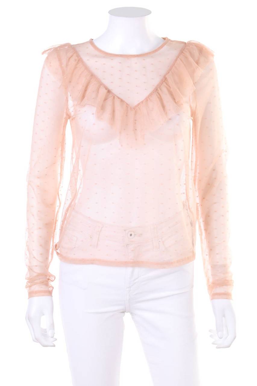 Carou Ohne Label Mesh-Longsleeve-Shirt mit Volants