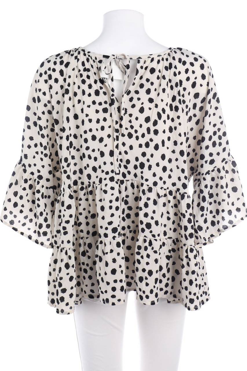 Carou Ohne Label Muster-Kurzarm-Bluse Mit Volants