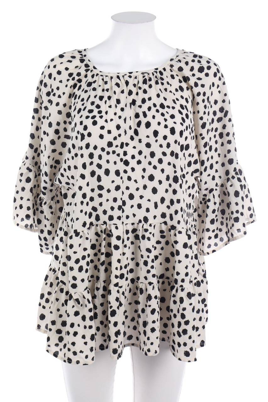 Carou Ohne Label Muster-Kurzarm-Bluse mit Volants