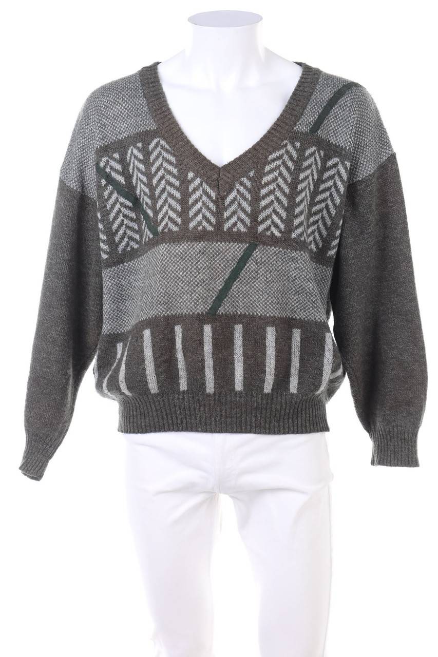Carou Ohne Label V-Neck-Pullover mit Muster