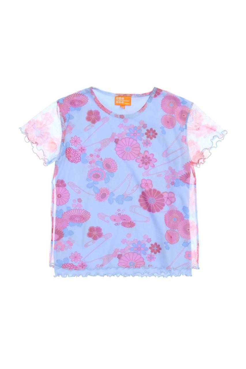 Carou ONE BY ONE T-Shirt aus Mesh mit Blumen-Print