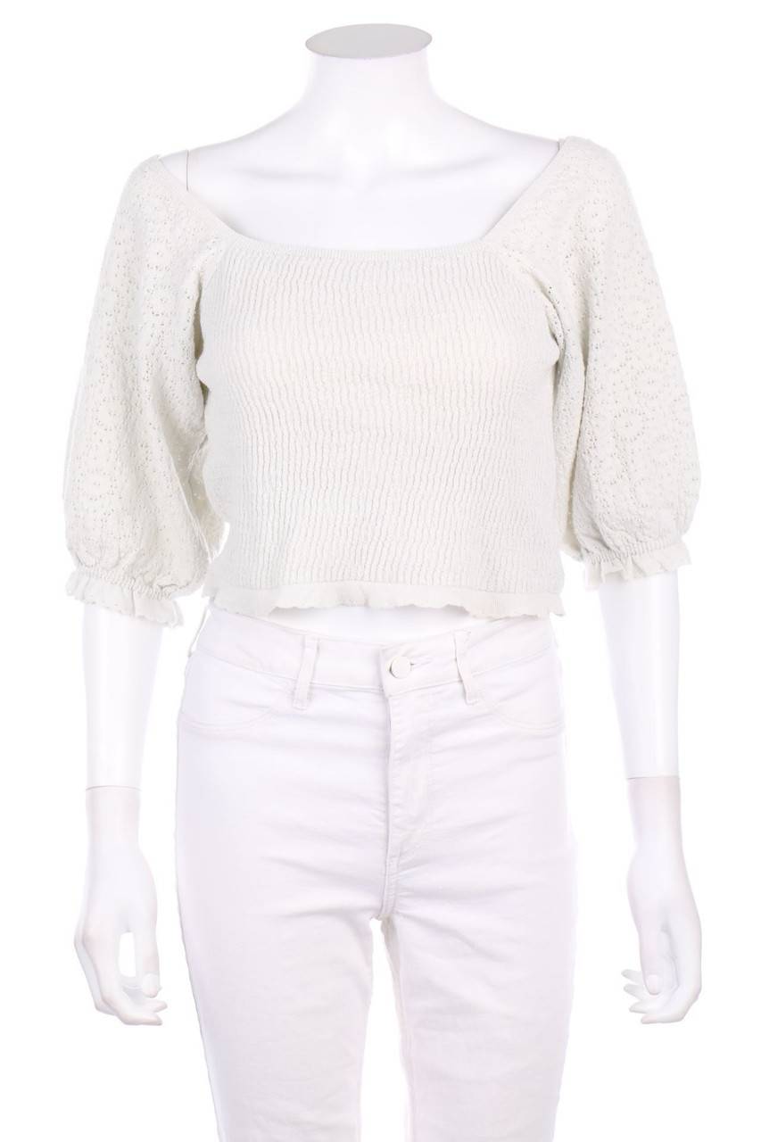 Carou ONLY Cropped-Strick-Pullover mit Puffärmeln