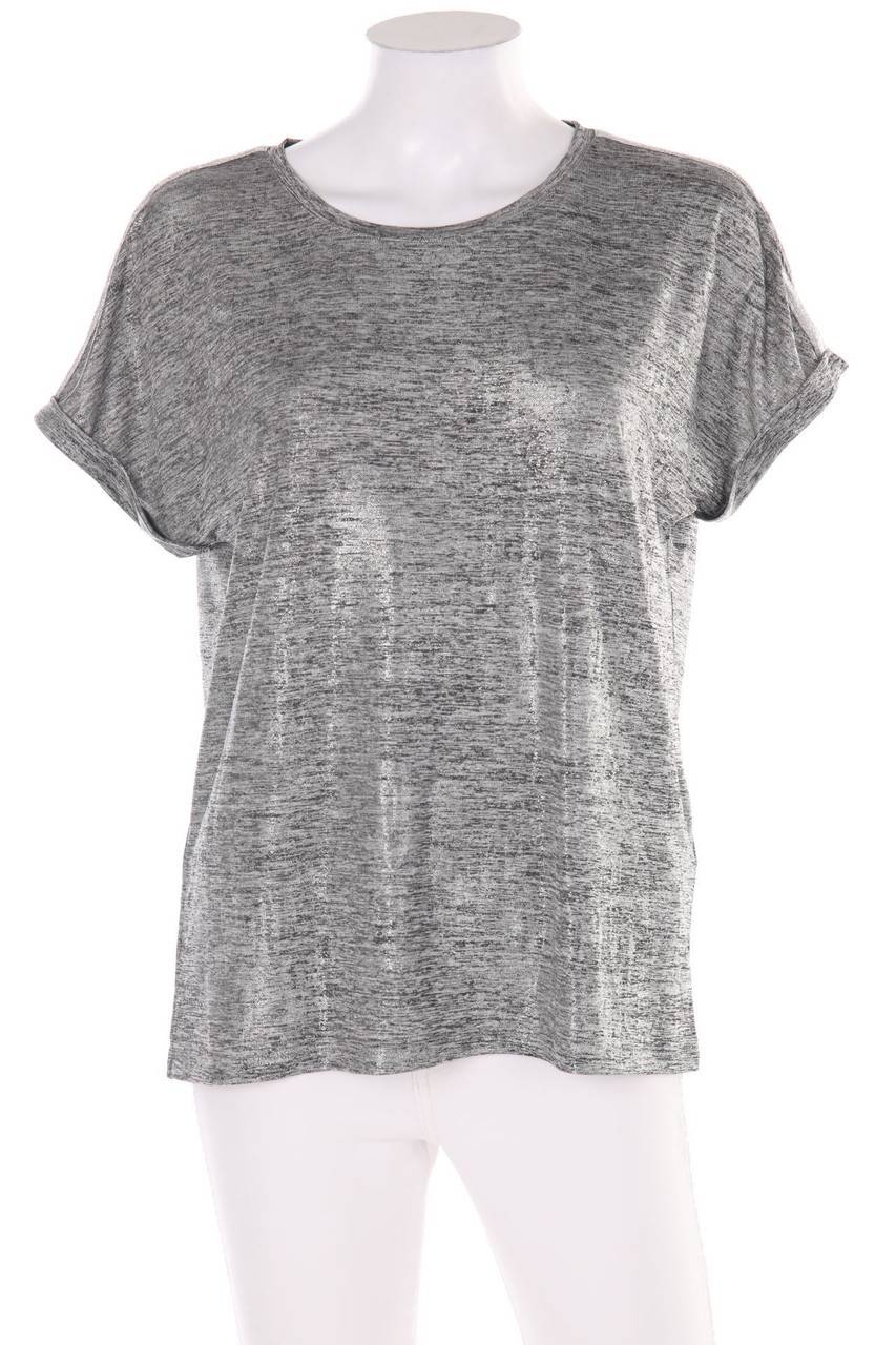 Carou ONLY Kurzarm-Shirt mit Metallic-Effekt