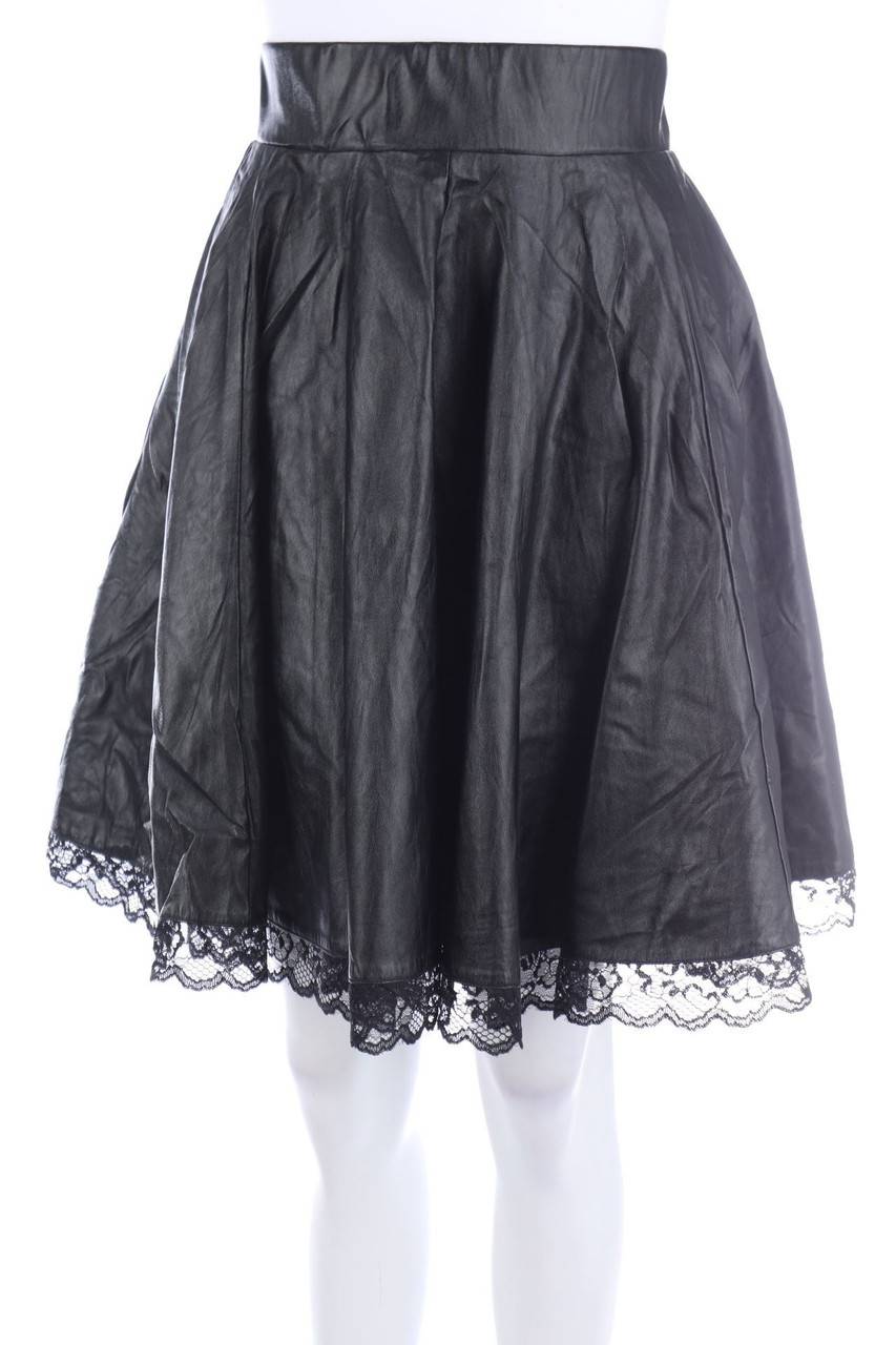 Carou orsay Faux Leather-Rock mit Spitze