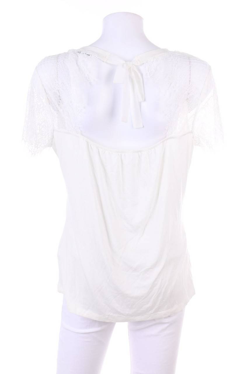 Carou orsay Kurzarm-Bluse mit Spitzen-Einsatz