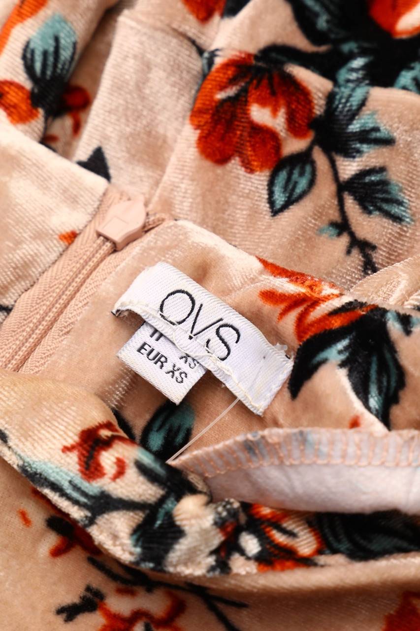 Carou OVS Samt-Minikleid Mit Blumen-Print