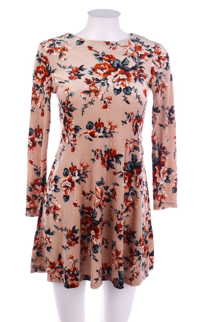 Carou OVS Samt-Minikleid mit Blumen-Print
