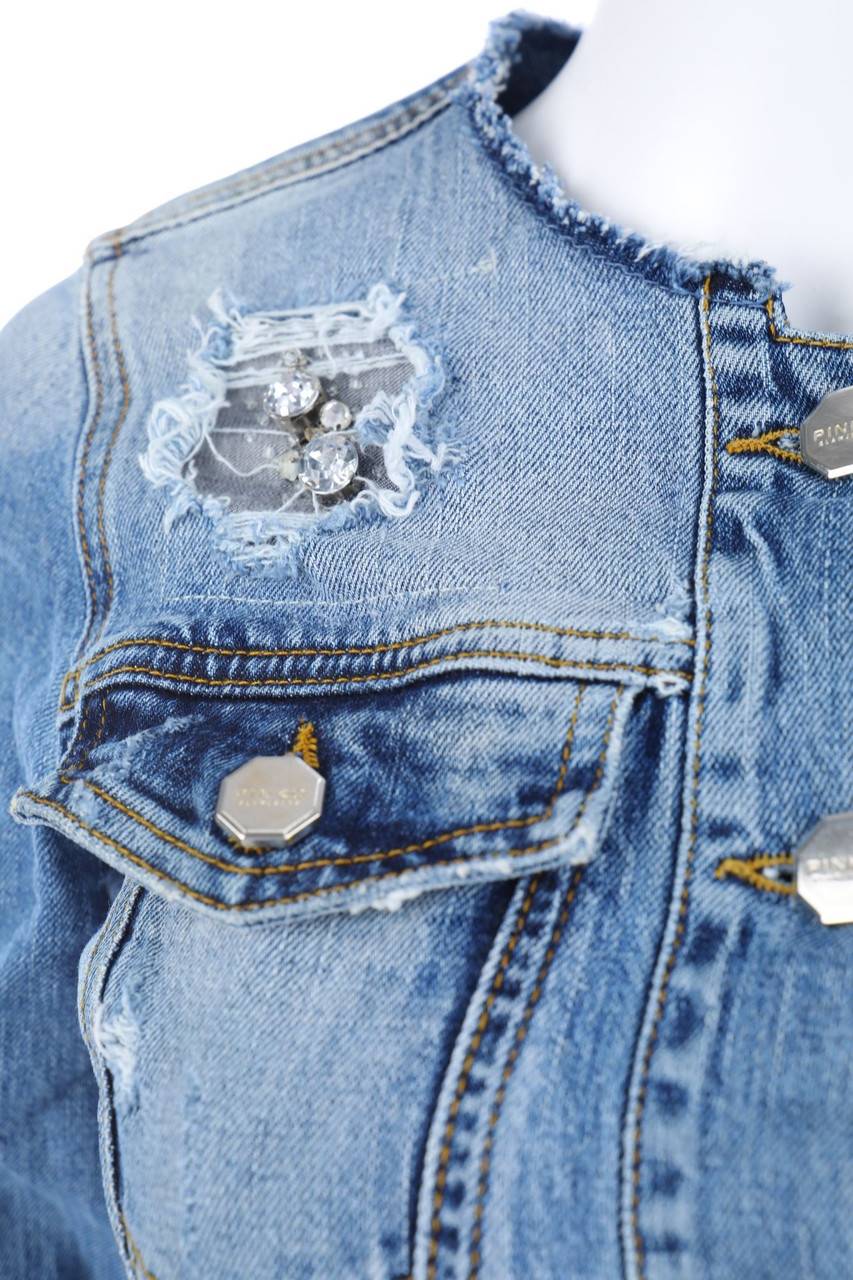 Carou PINKO Jeans-Jacke Mit Strass-Steinen