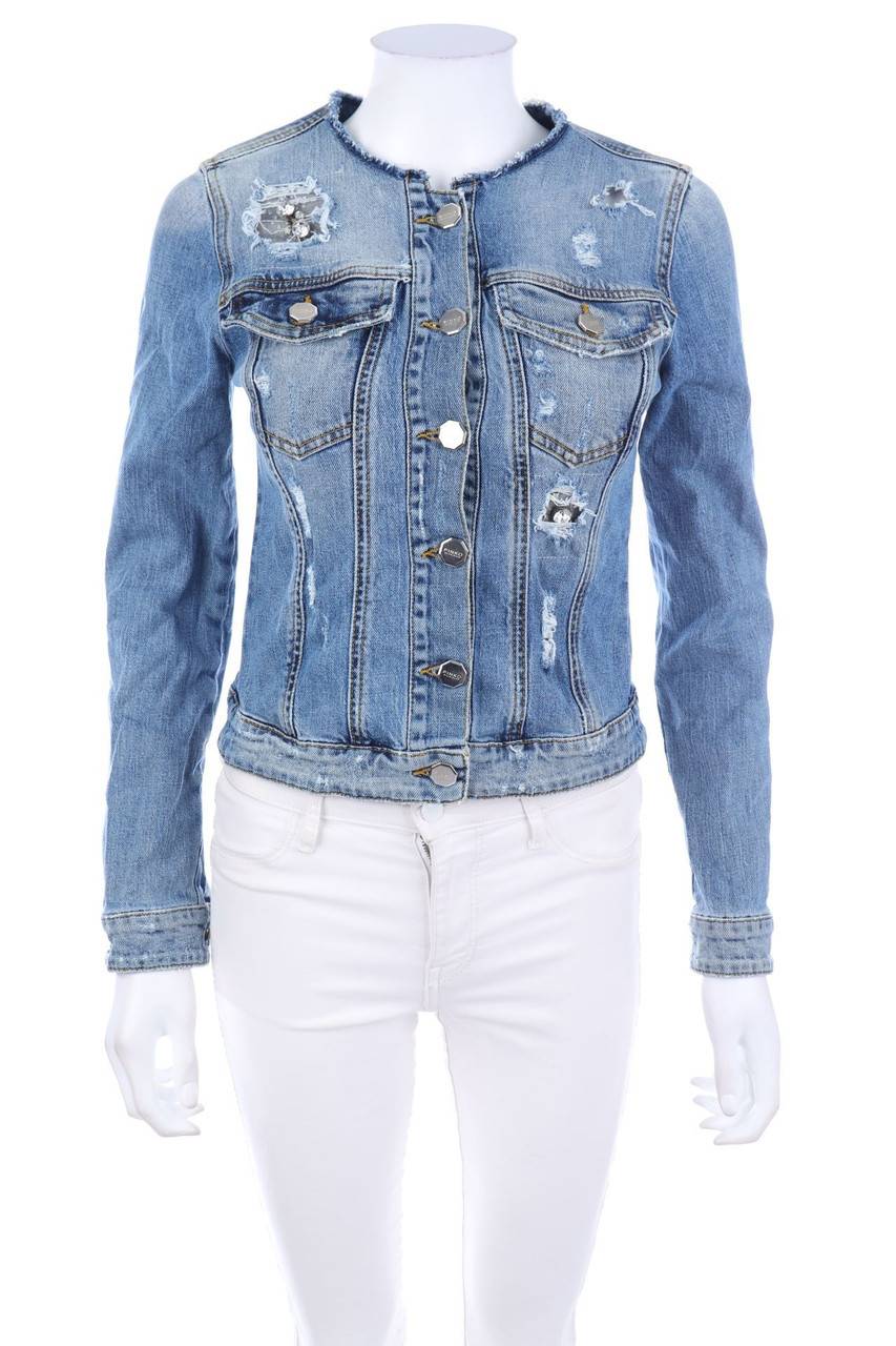 Carou PINKO Jeans-Jacke mit Strass-Steinen