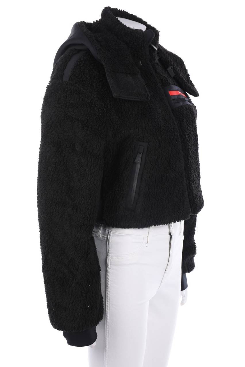 Carou PRADA Teddy-Fake Fur-Jacke Mit Logo-Patch