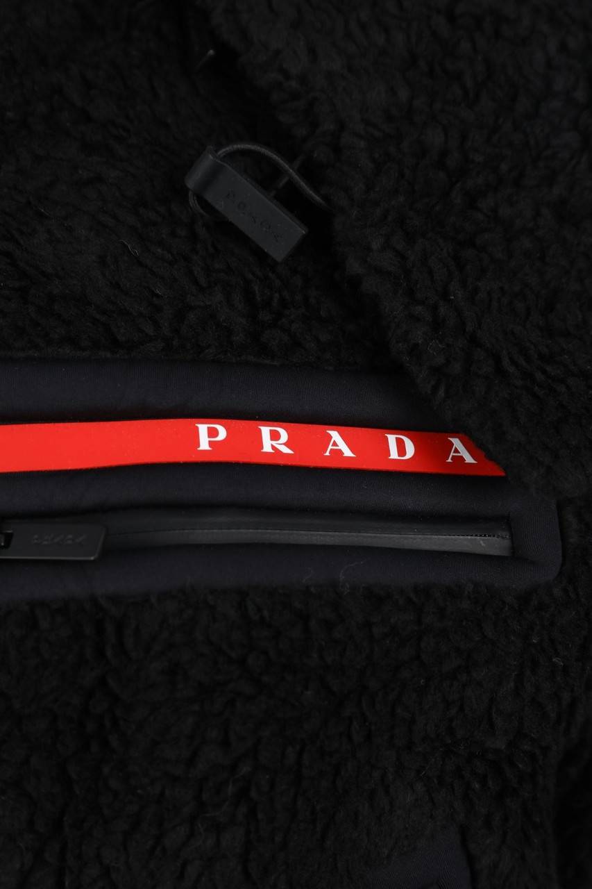 Carou PRADA Teddy-Fake Fur-Jacke Mit Logo-Patch