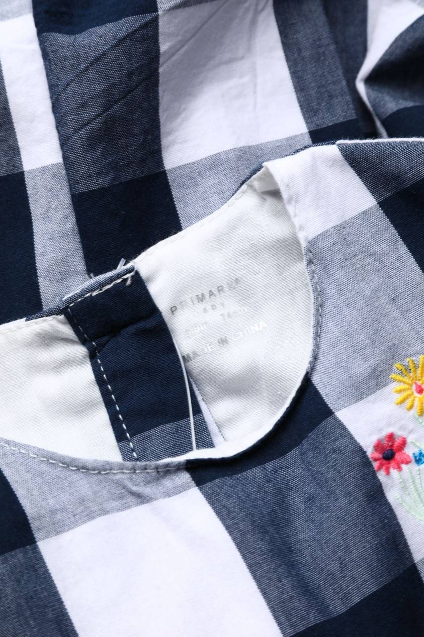 Carou PRIMARK Karo-Kleid Mit Stickereien