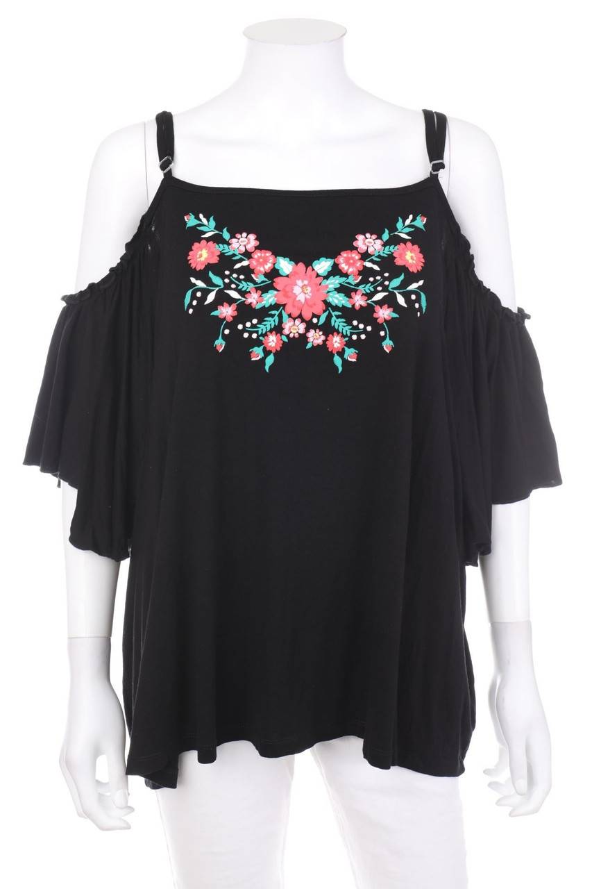 Carou RAINBOW Cold-Shoulder-Bluse mit Blumen-Print