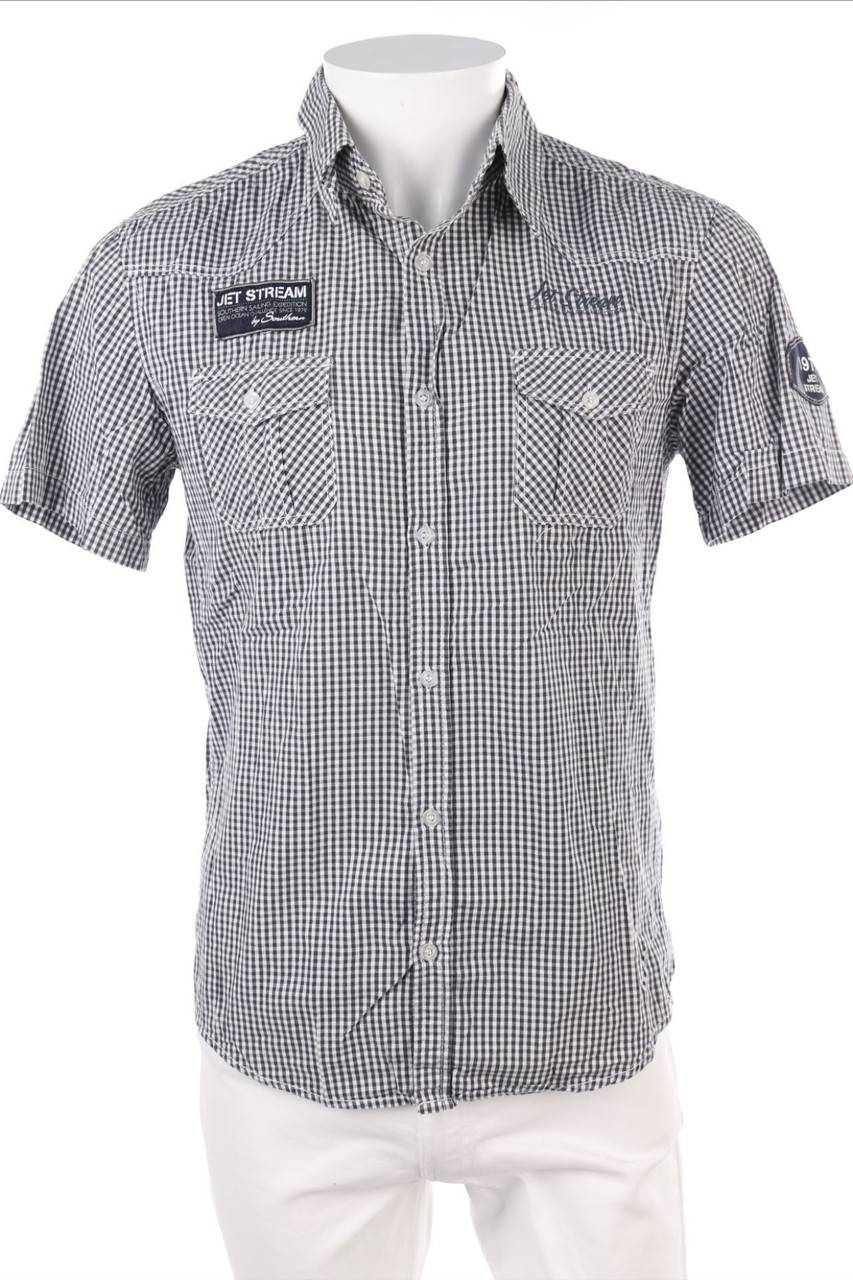 Carou SECONDHAND Karo-Kurzarm-Hemd mit Patches