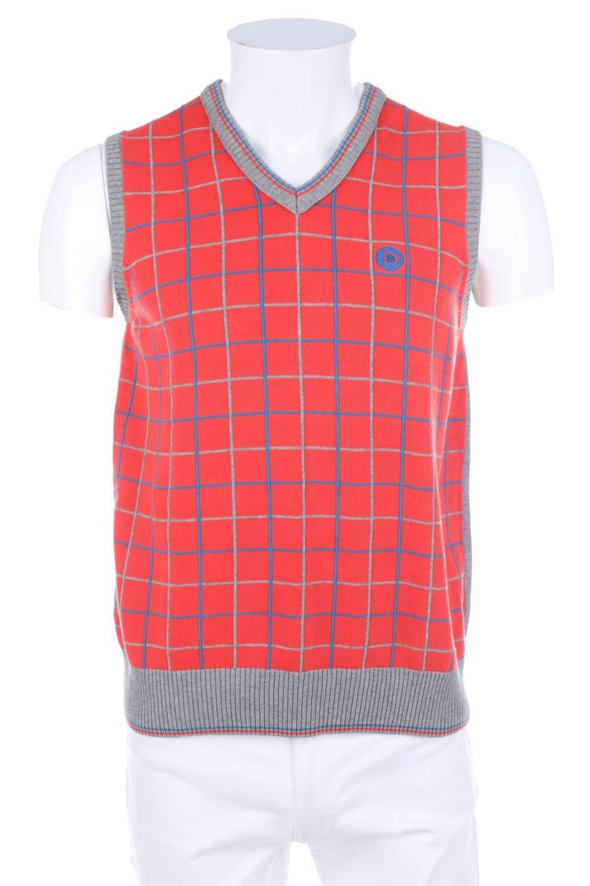 Carou SECONDHAND Karo-Pullunder mit Logo-Stickerei