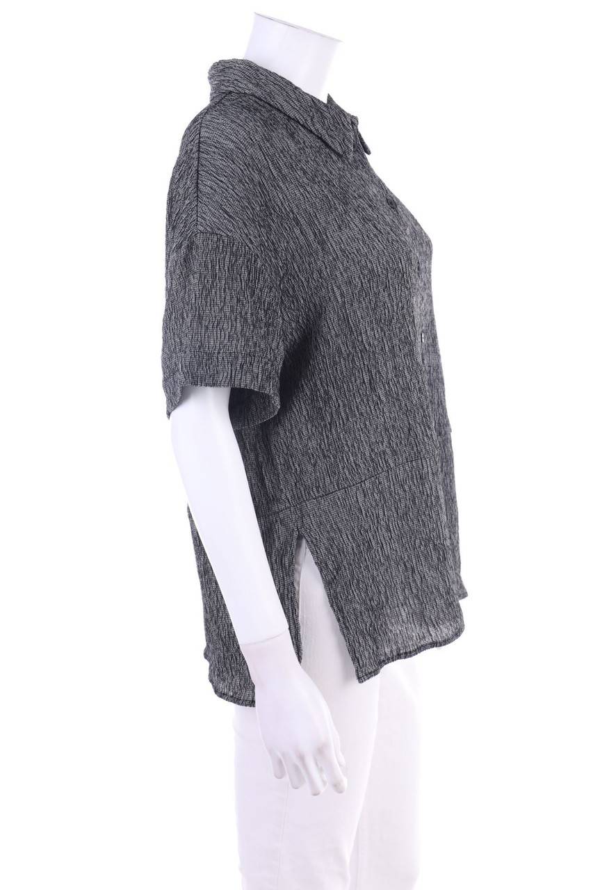 Carou Someday. Crinkle-Hemd-Bluse Mit Kurzem Ärmel