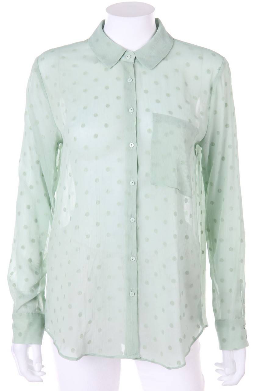Carou Stradivarius Chiffon-Hemd-Bluse mit Punkten