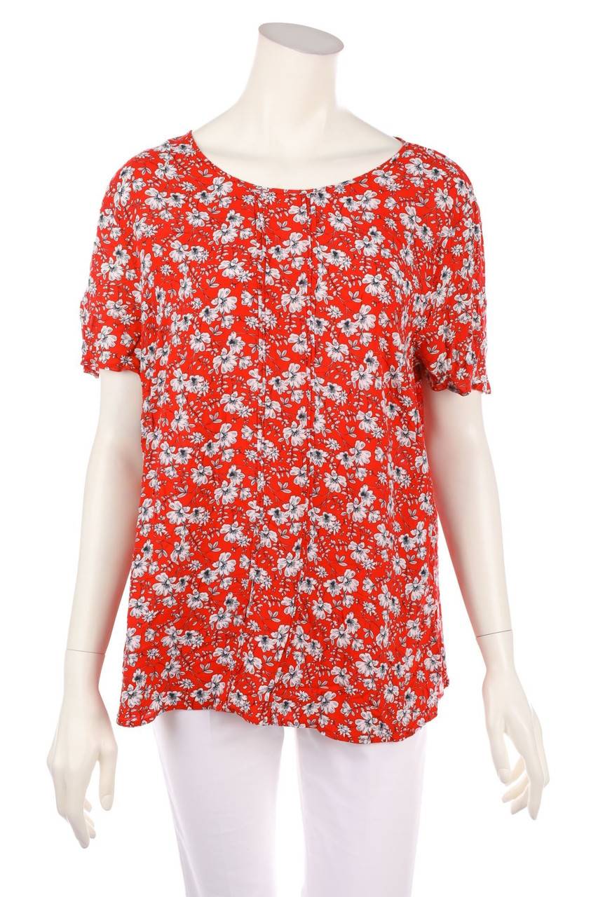 Carou TAIFUN Kurzarm-Bluse mit Blumen-Print