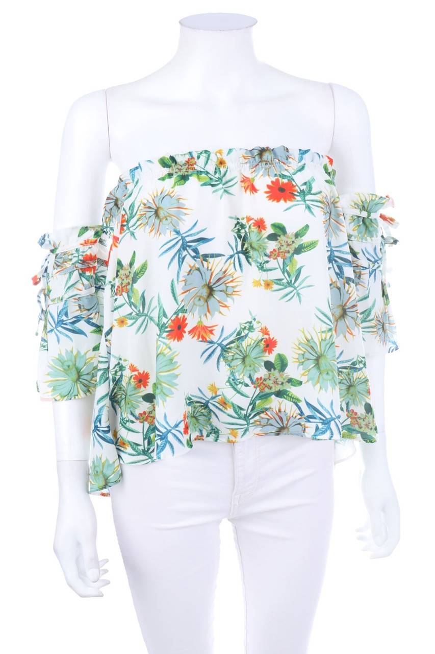 Carou TIFFOSI Carmen-Bluse mit Tropical Print