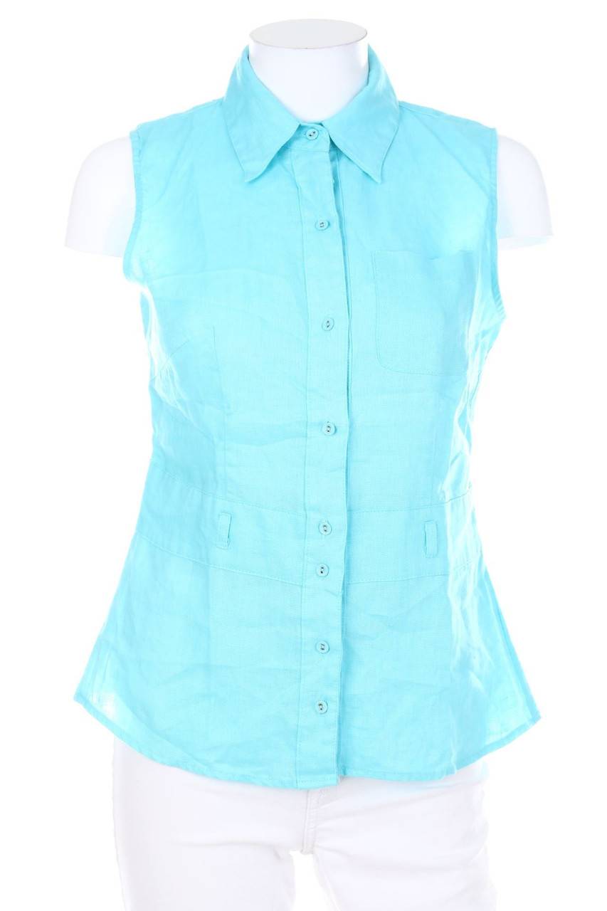 Carou TWEEDS ärmellose Hemd-Bluse aus Leinen