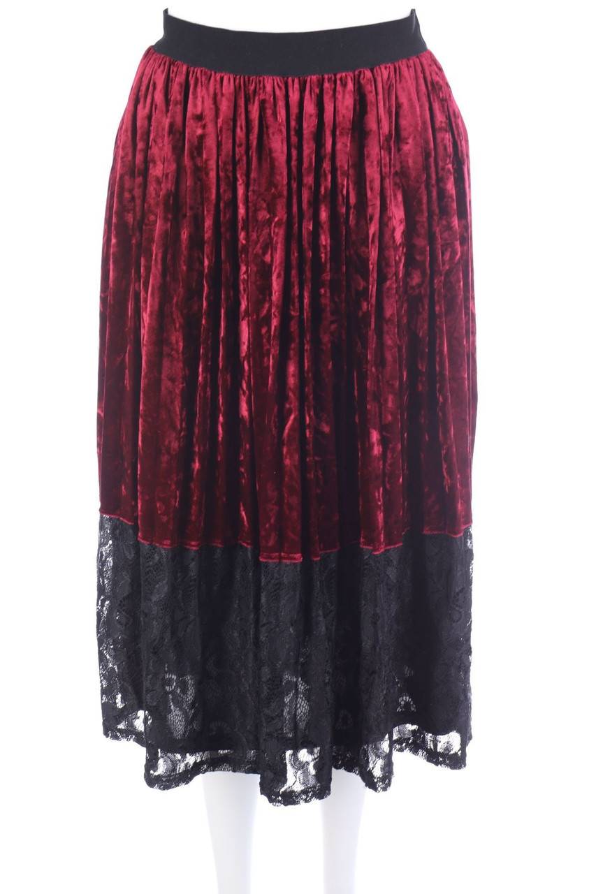 Carou VERO MODA Midirock aus Samt mit Spitze