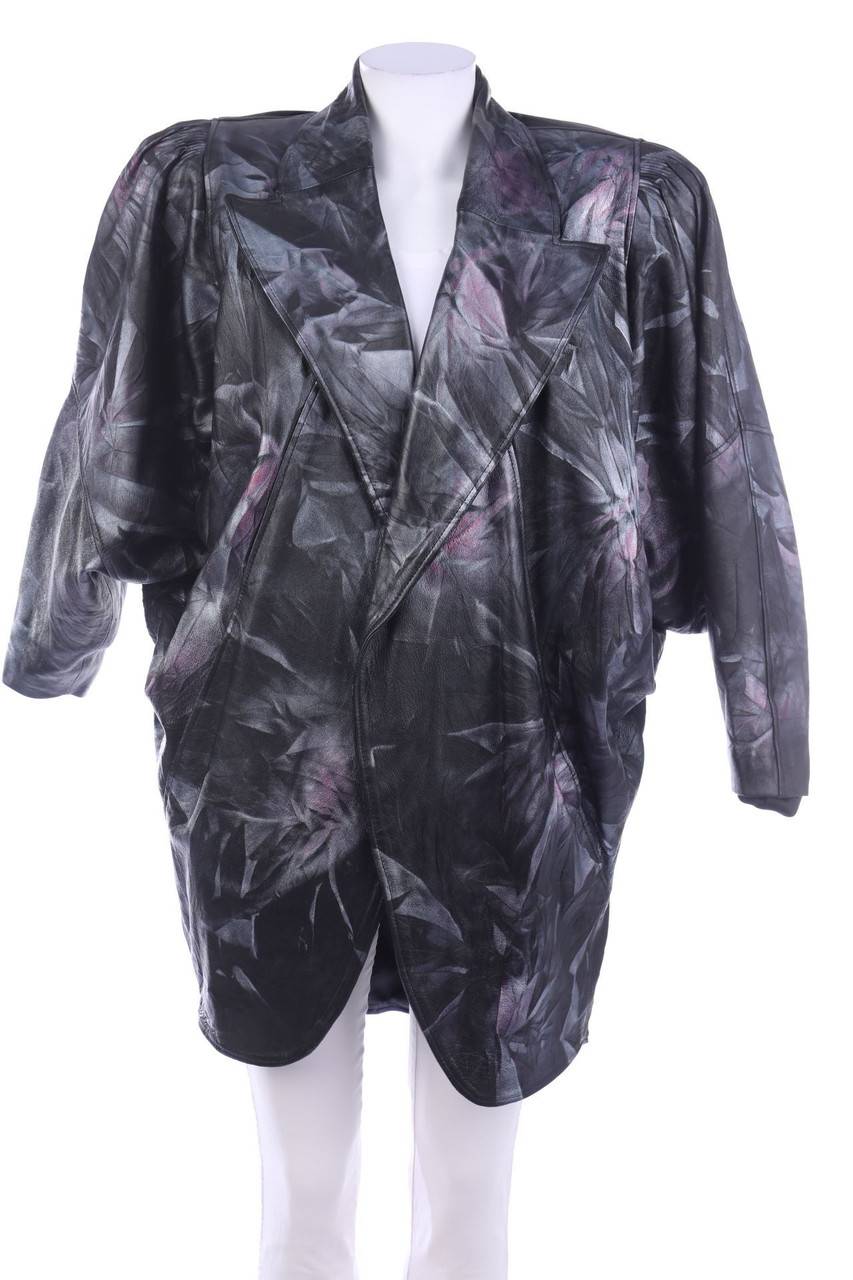 Carou VINTAGE 80s-Lederjacke mit Metallic-Effekt