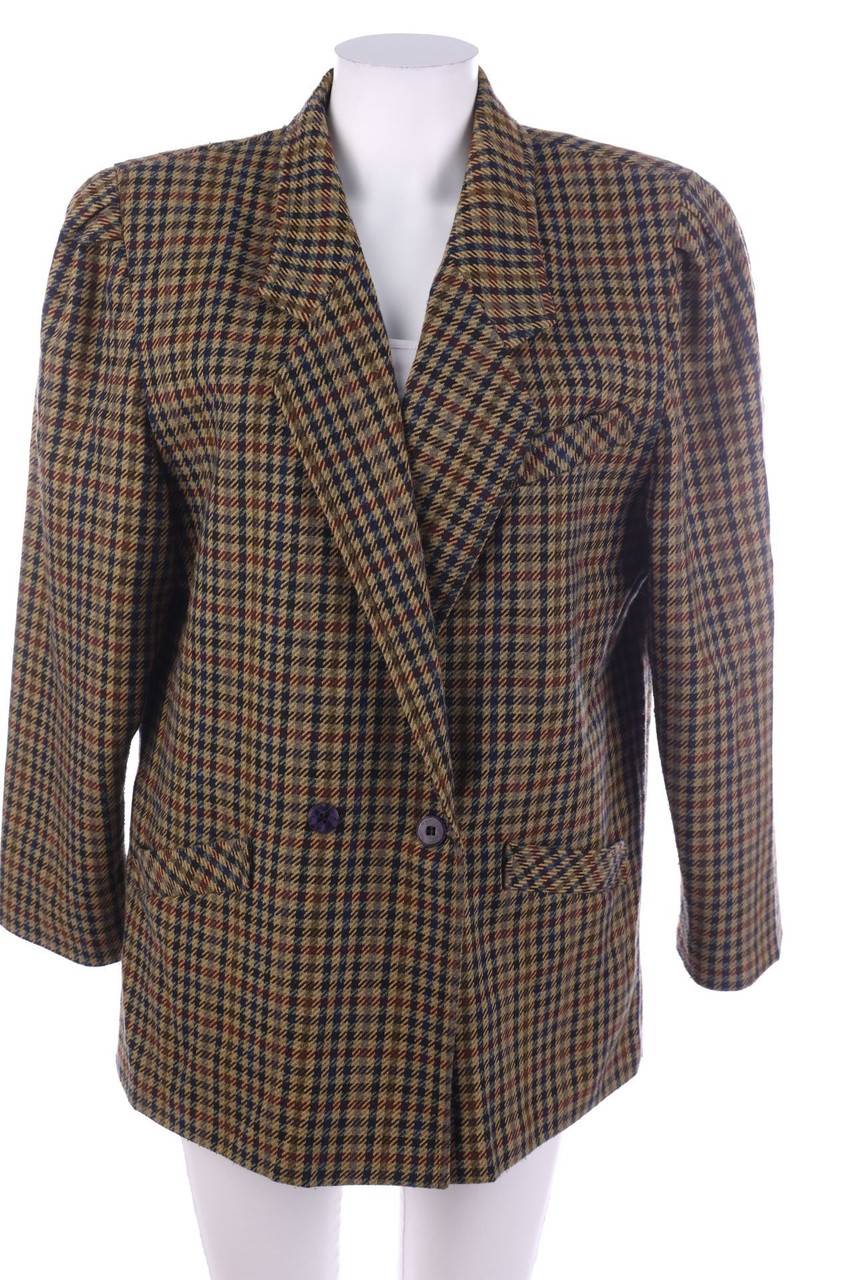 Carou VINTAGE Blazer mit Karo-Muster aus Woll-Mix